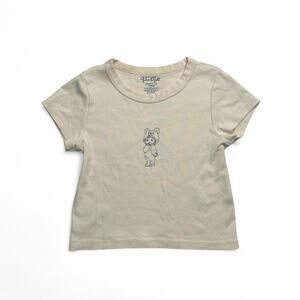 Brandy Melville White Baby Tee Cute Soft Girl Coquette Casual cotton one size